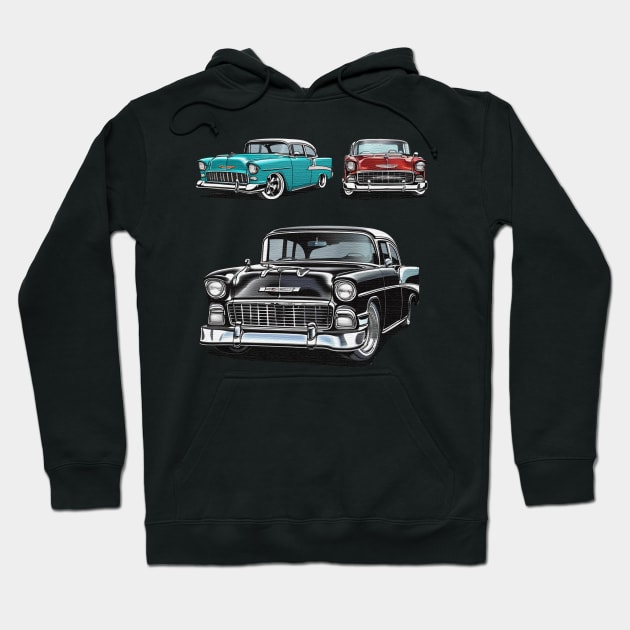 55 Classic Cars Hoodie by JnS Merch Store